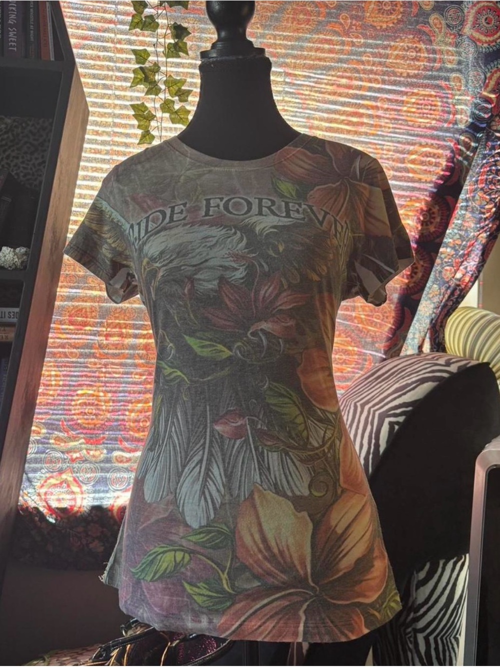 biker tee Next Level Apparel Multicolor Floral Graphic Tee